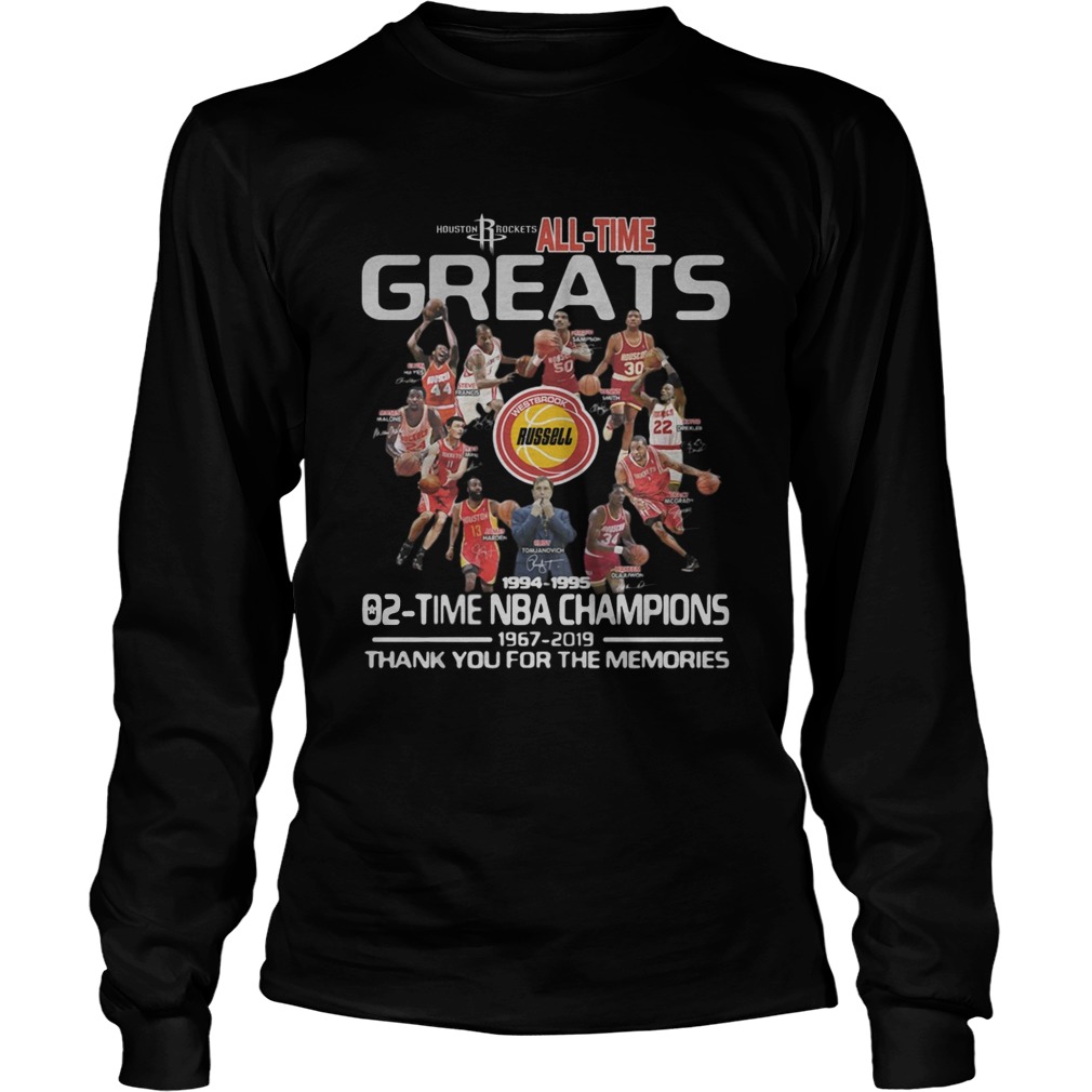 Houston Rockets All Time Greats 02 Time NBA Champions Signatures LongSleeve