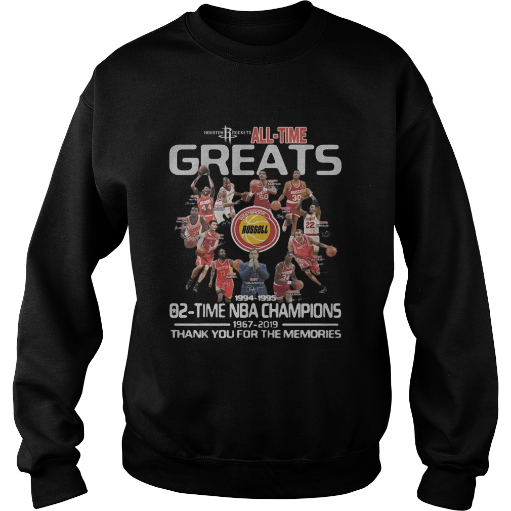 Houston Rockets All Time Greats 02 Time NBA Champions Signatures Sweatshirt