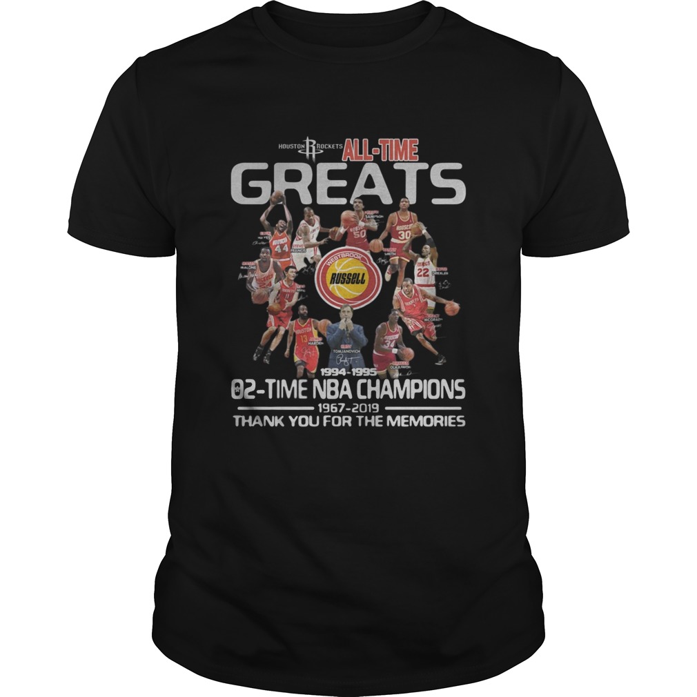 Houston Rockets All Time Greats 02 Time NBA Champions Signatures shirt