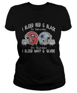 I Bleed Red And Black Green Bay Packers On Saturday On Sunday I Bleed Navy Dallas Cowboys And Silve Classic Ladies