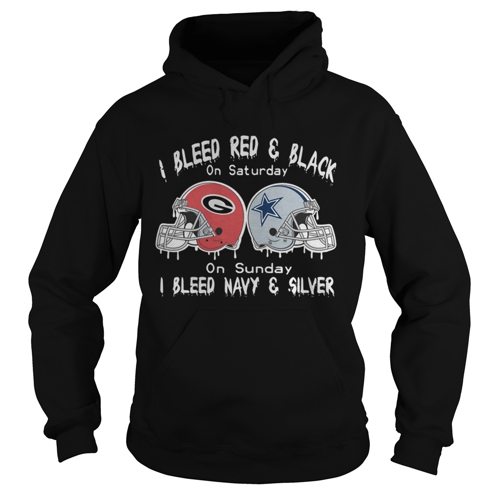 I Bleed Red And Black Green Bay Packers On Saturday On Sunday I Bleed Navy Dallas Cowboys And Silve Hoodie