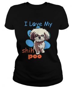 I Love My Shih Poo Best Dog Lover Paw Print Christmas  Classic Ladies