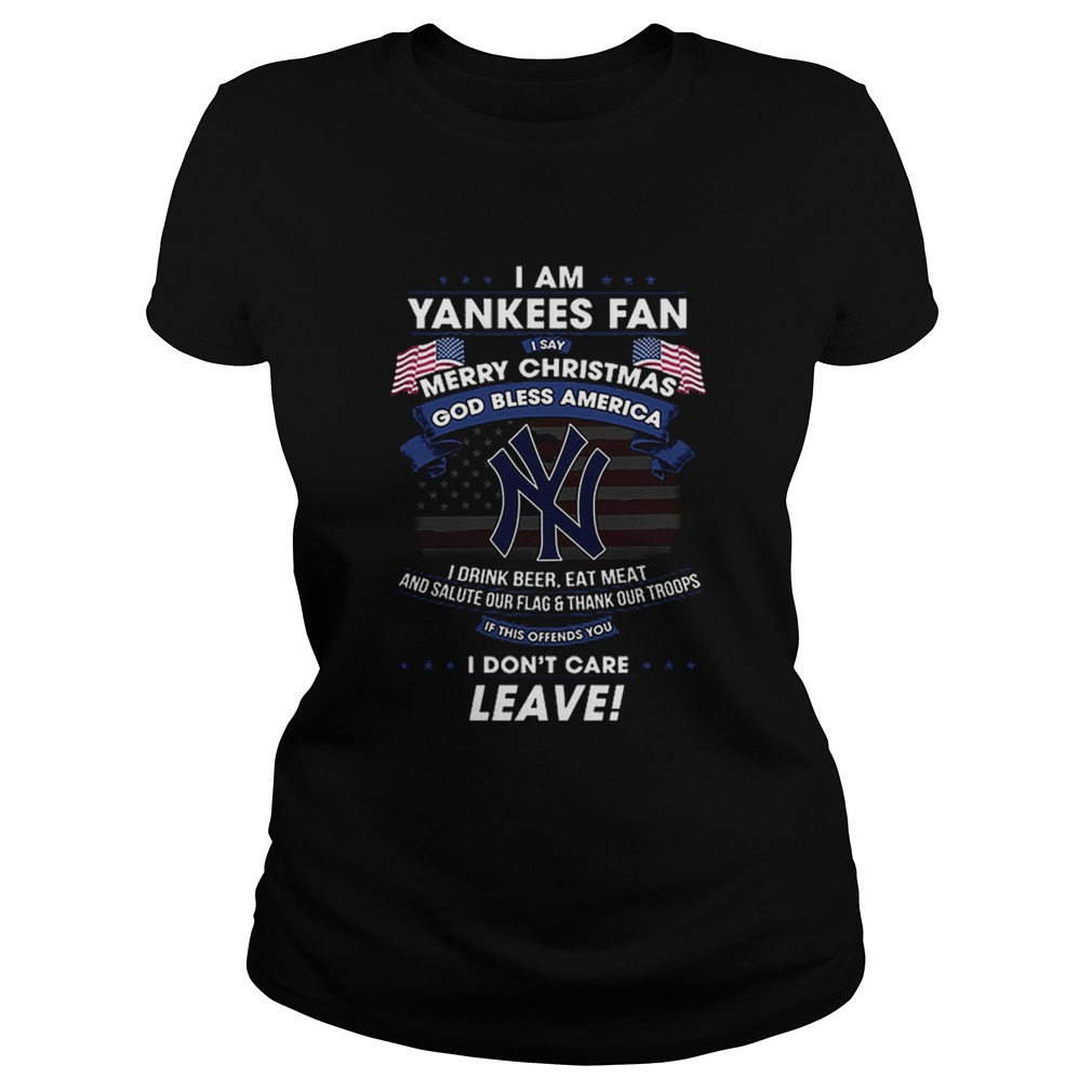 I am Yankees fan i say Merry Christmas god bless America flag Classic Ladies