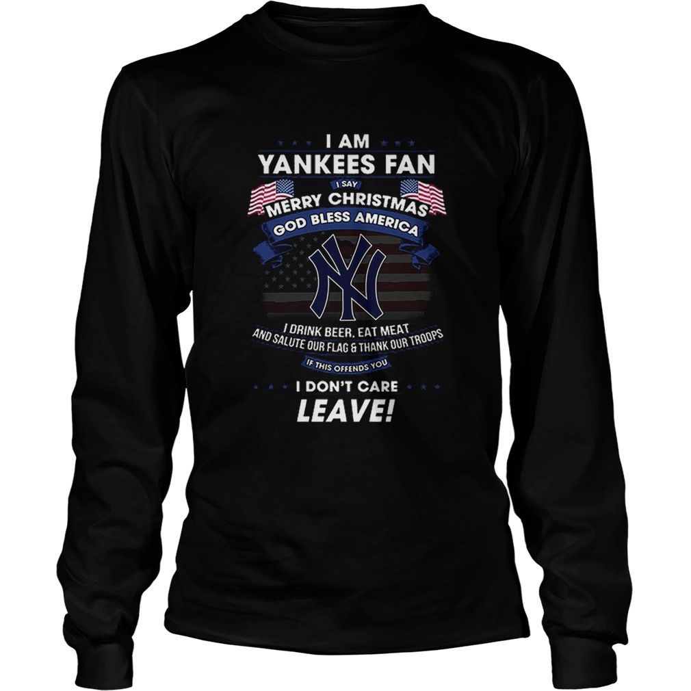 I am Yankees fan i say Merry Christmas god bless America flag LongSleeve