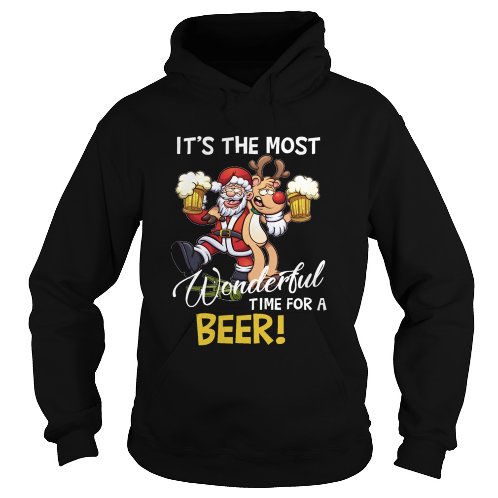 Its The Most Wonderful Time For A Beer Santa Xmas Hoodie