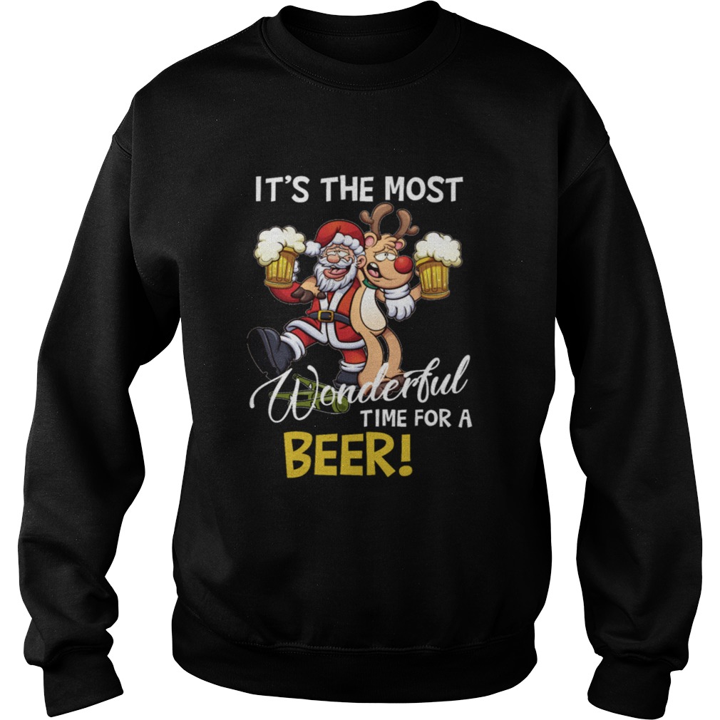 Its The Most Wonderful Time For A Beer Santa Xmas Sweatshirt