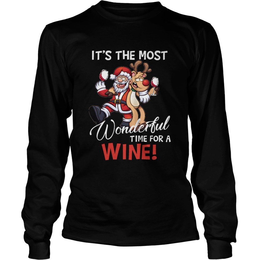 Its The Most Wonderful Time For A Wine Santa Xmas LongSleeve