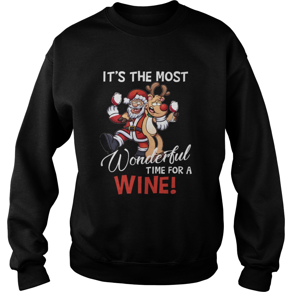 Its The Most Wonderful Time For A Wine Santa Xmas Sweatshirt