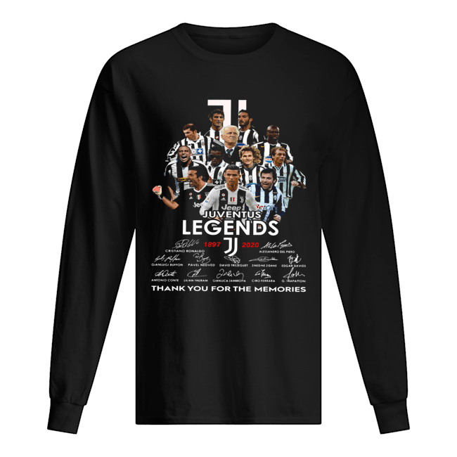 Juventus legends 1897 2020 Cristiano Ronaldo Alessandro Del Piero Gianluigi Buffon thank you for the memories signatures Long Sleeved T-shirt 