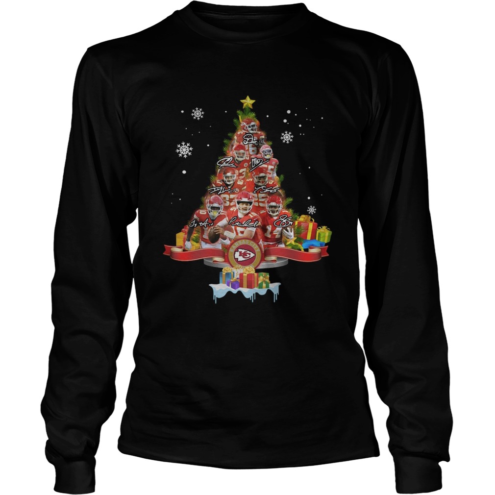 Kansas City Chiefs Players Signatures Christmas Tree LongSleeve