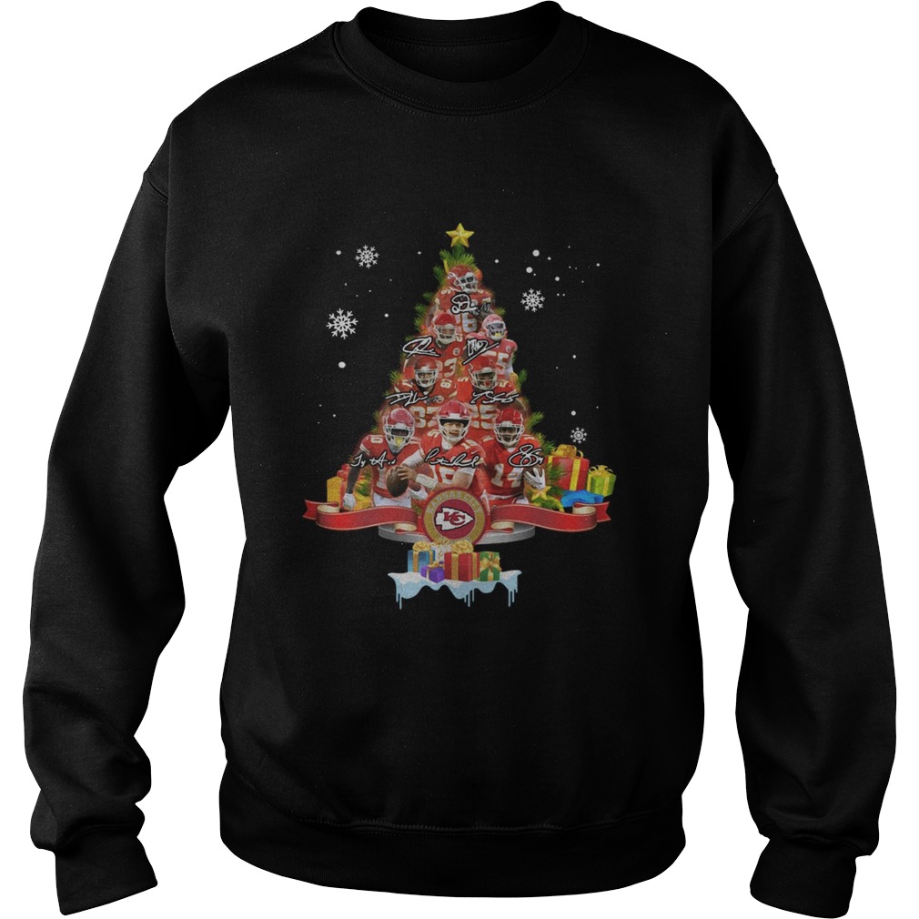 Kansas City Chiefs Players Signatures Christmas Tree Sweatshirt