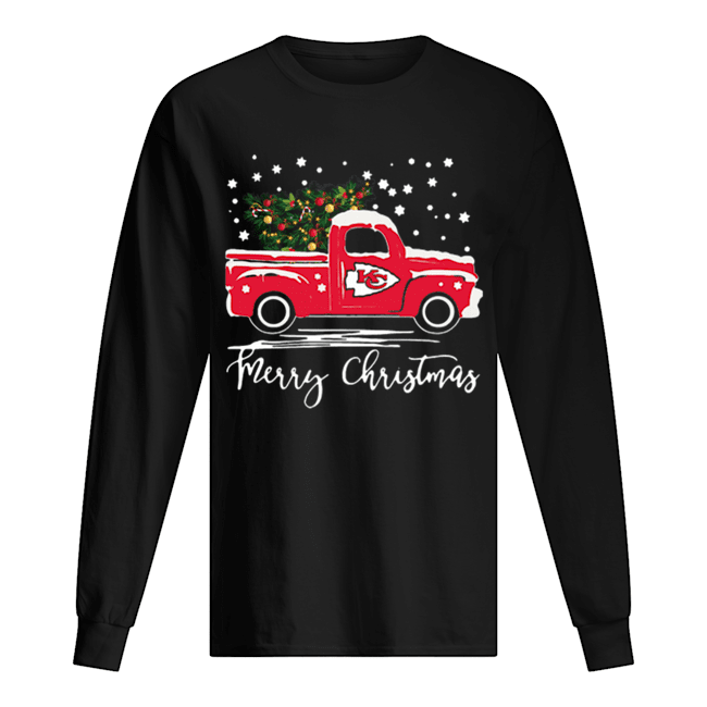 Kansas City Chiefs Truck Merry Christmas Long Sleeved T-shirt 