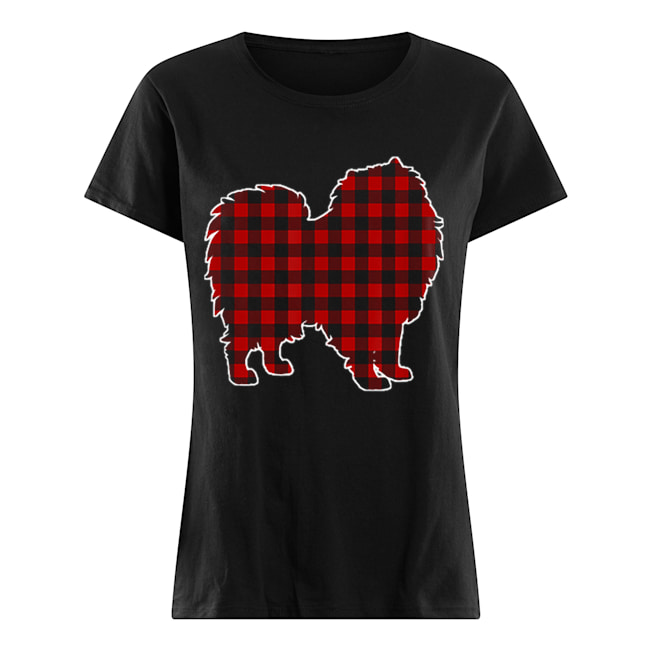 Keeshond Christmas Dog Buffalo Plaid Classic Women's T-shirt