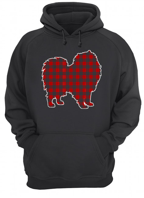 Keeshond Christmas Dog Buffalo Plaid Unisex Hoodie