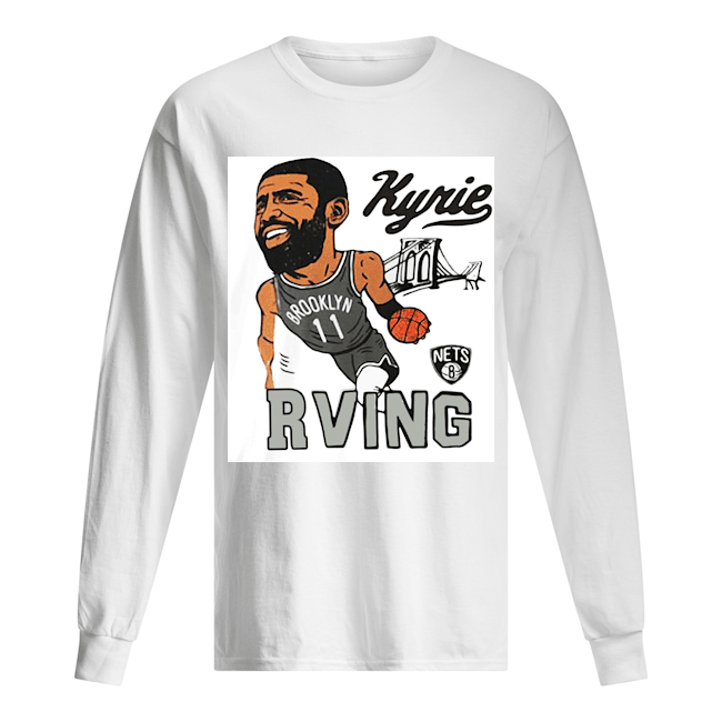 Kyrie Irving #11 Brooklyn Nets Gray Caricature Long Sleeved T-shirt 