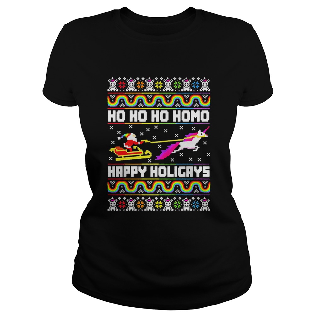 LGBT Santa riding Unicorn ho ho ho homo happy holigays Christmas Classic Ladies