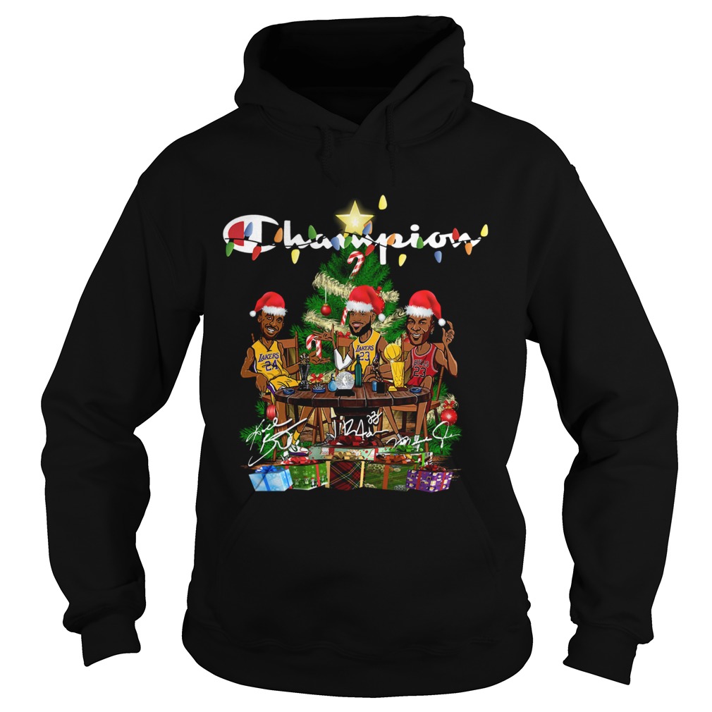 LeBron James Kobe Bryant Michael Jordan Champion Christmas Tree Hoodie