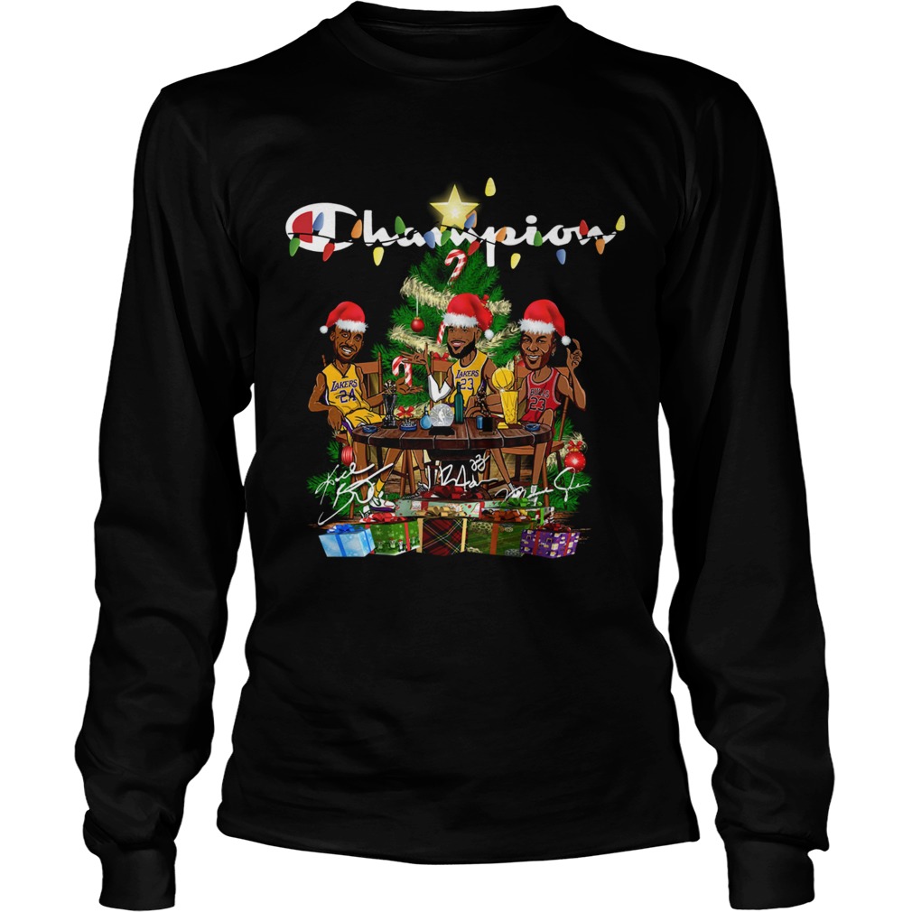 LeBron James Kobe Bryant Michael Jordan Champion Christmas Tree LongSleeve