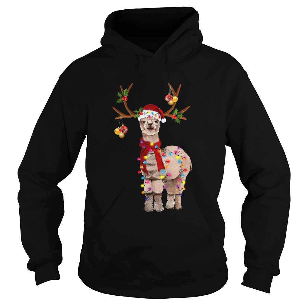 Llama reindeer light Christmas Hoodie