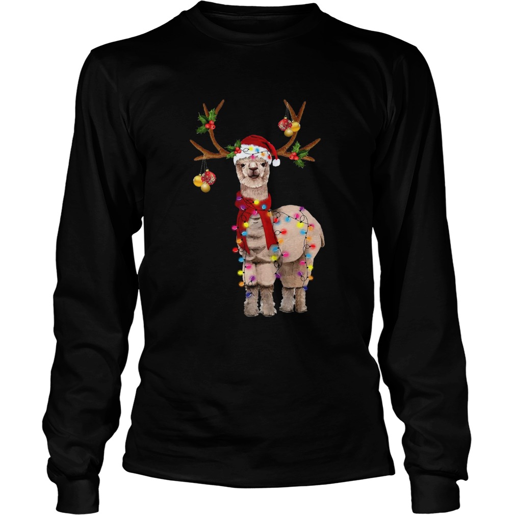 Llama reindeer light Christmas LongSleeve