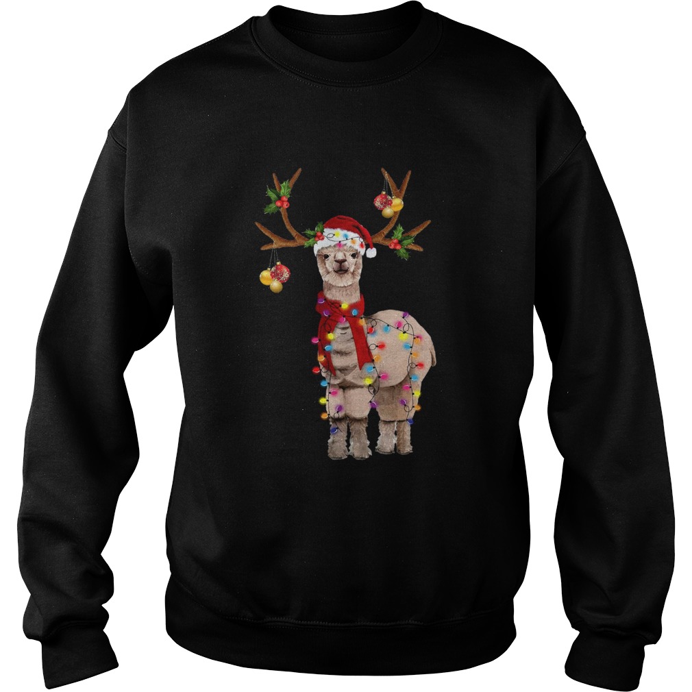 Llama reindeer light Christmas Sweatshirt