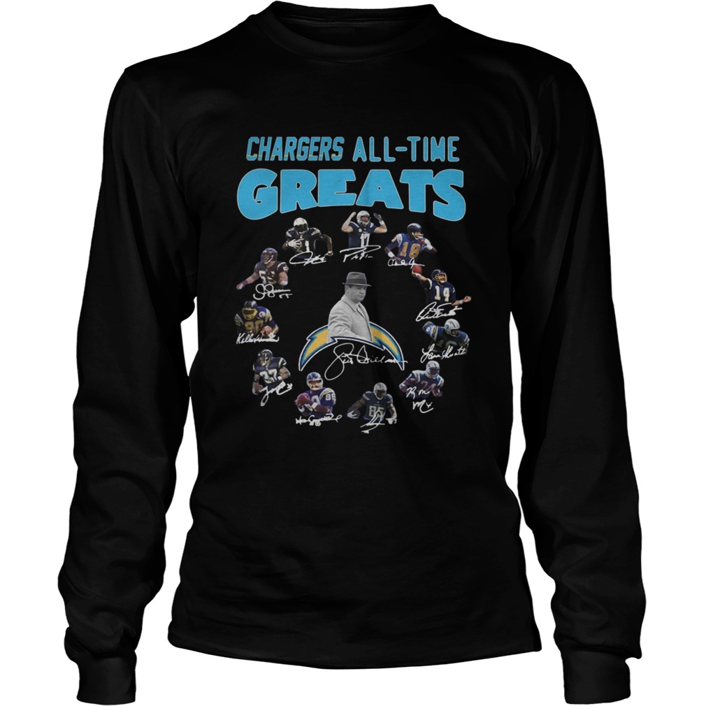 Los Angeles Chargers Players All Time Greats Signatures LongSleeve