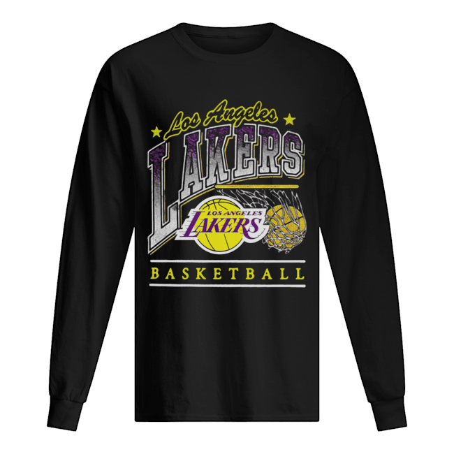 Los Angeles Lakers Purple Basketball Long Sleeved T-shirt 