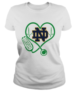 Love Notre Dame Fighting Irish Stethoscope Heartbeat nurse  Classic Ladies