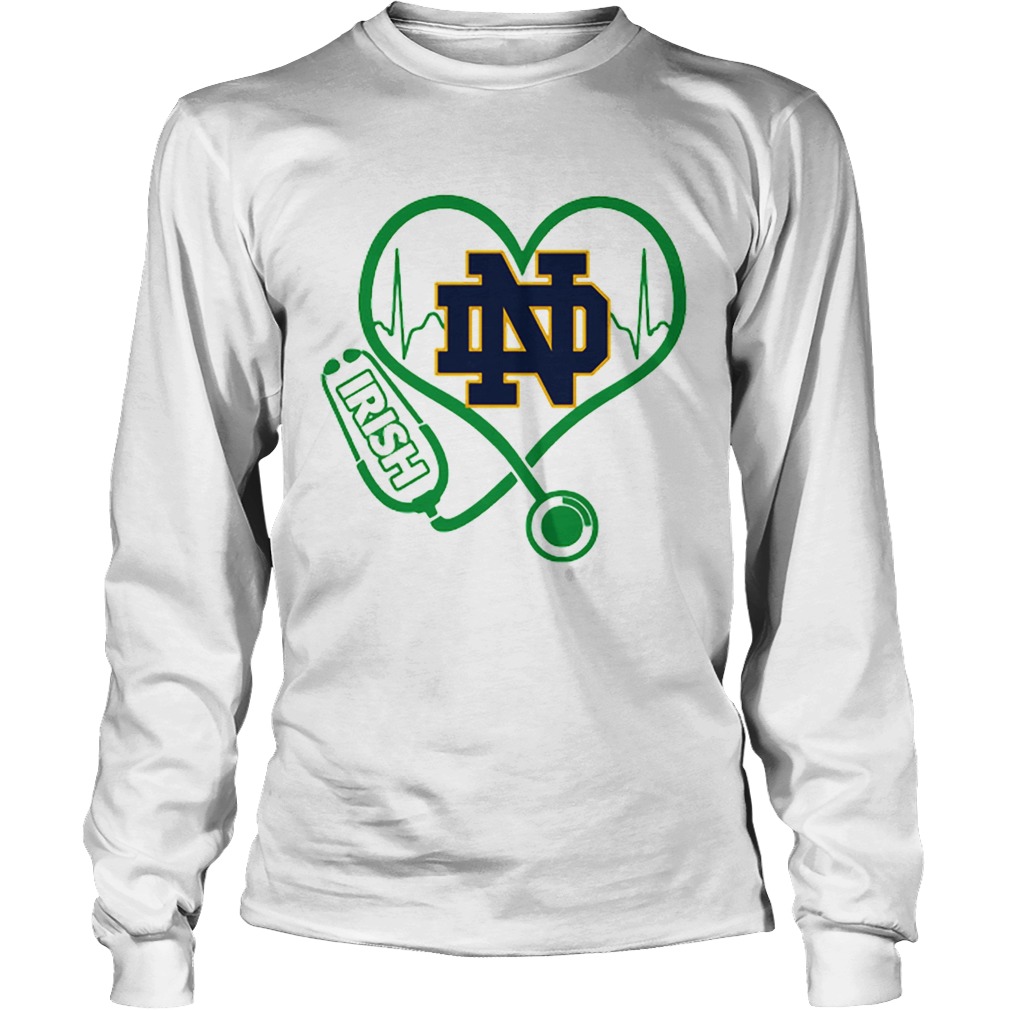 Love Notre Dame Fighting Irish Stethoscope Heartbeat nurse LongSleeve