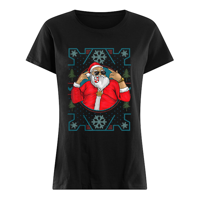 Mens Funny Dirty Rapper Santa Christmas Classic Women's T-shirt