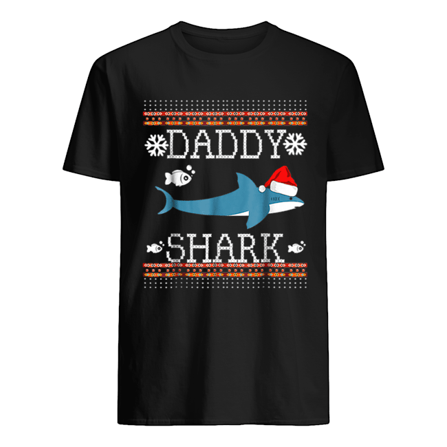 Mens Matching Family Christmas Pajamas Shirts-Daddy Shark shirt