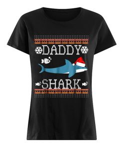 Mens Matching Family Christmas Pajamas Shirts-Daddy Shark  Classic Women's T-shirt