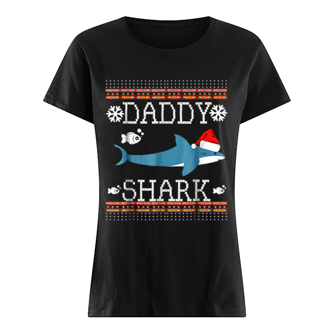 Mens Matching Family Christmas Pajamas Shirts-Daddy Shark Classic Women's T-shirt