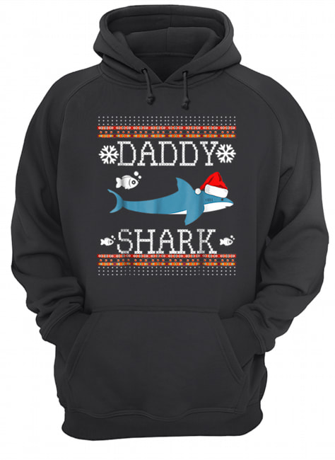 Mens Matching Family Christmas Pajamas Shirts-Daddy Shark Unisex Hoodie