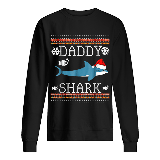 Mens Matching Family Christmas Pajamas Shirts-Daddy Shark Unisex Sweatshirt