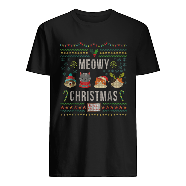 Meowy Christmas Cat Lover Tacky Ugly Christmas Party shirt