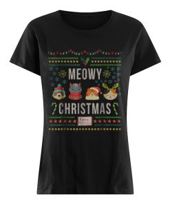 Meowy Christmas Cat Lover Tacky Ugly Christmas Party  Classic Women's T-shirt