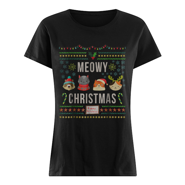 Meowy Christmas Cat Lover Tacky Ugly Christmas Party Classic Women's T-shirt