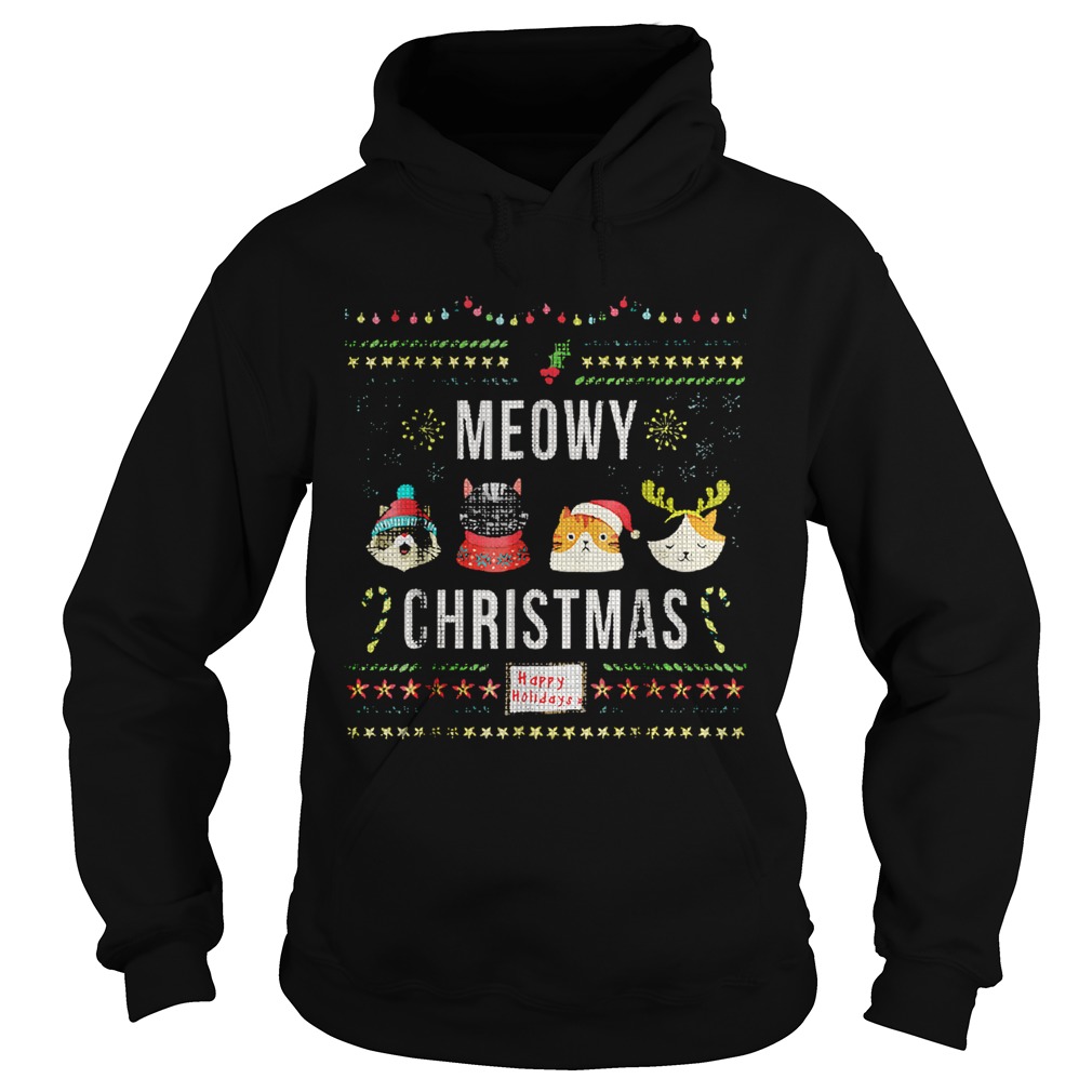 Meowy Christmas Cat Lover Tacky Ugly Christmas Party Hoodie