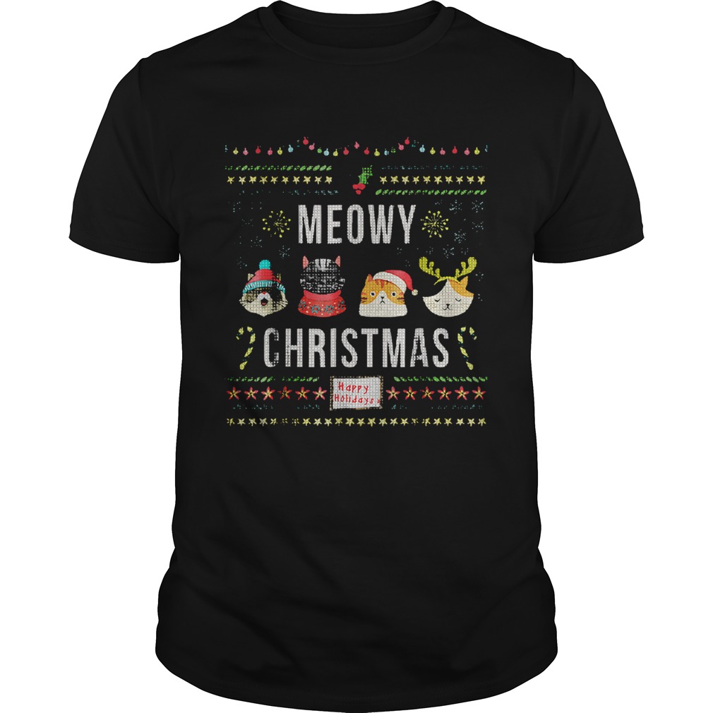 Meowy Christmas Cat Lover Tacky Ugly Christmas Party shirt