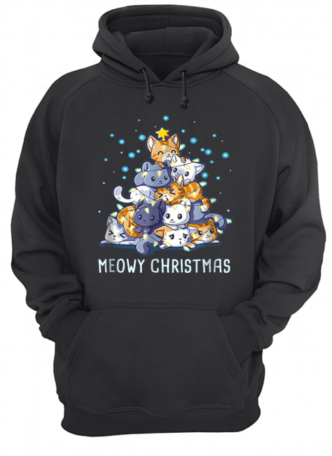 Meowy Christmas Cat Tree Unisex Hoodie