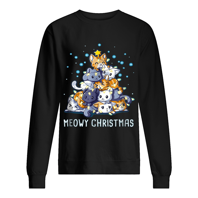 Meowy Christmas Cat Tree Unisex Sweatshirt