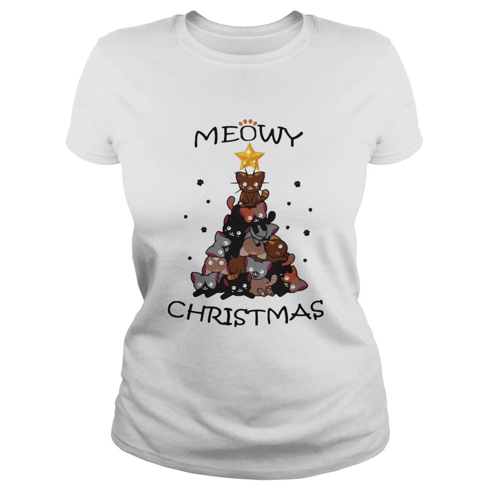 Meowy Christmas Tree Cute Merry Xmas Classic Ladies