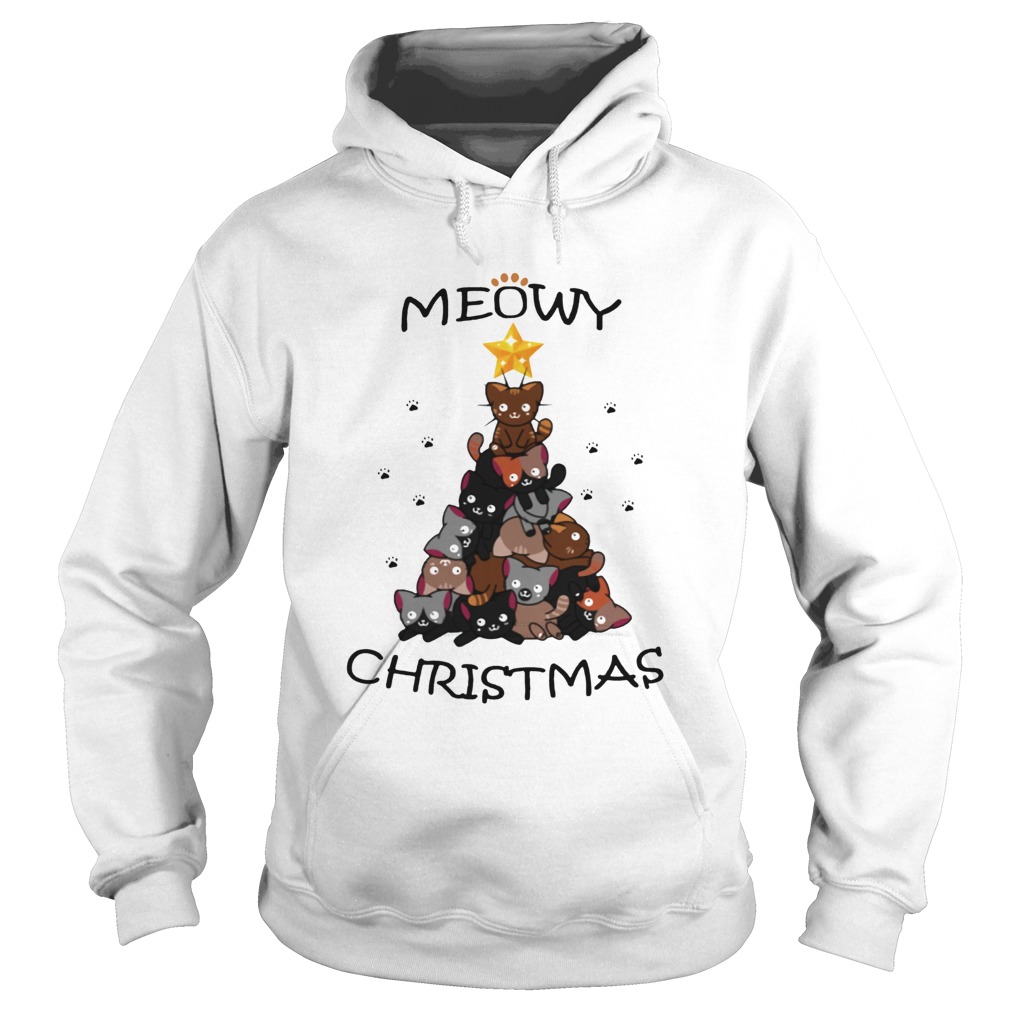 Meowy Christmas Tree Cute Merry Xmas Hoodie