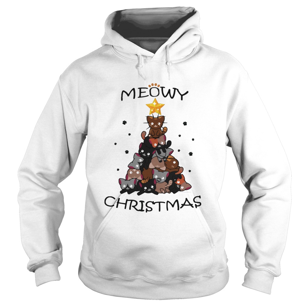 Meowy Christmas Tree Cute Merry Xmas Hoodie