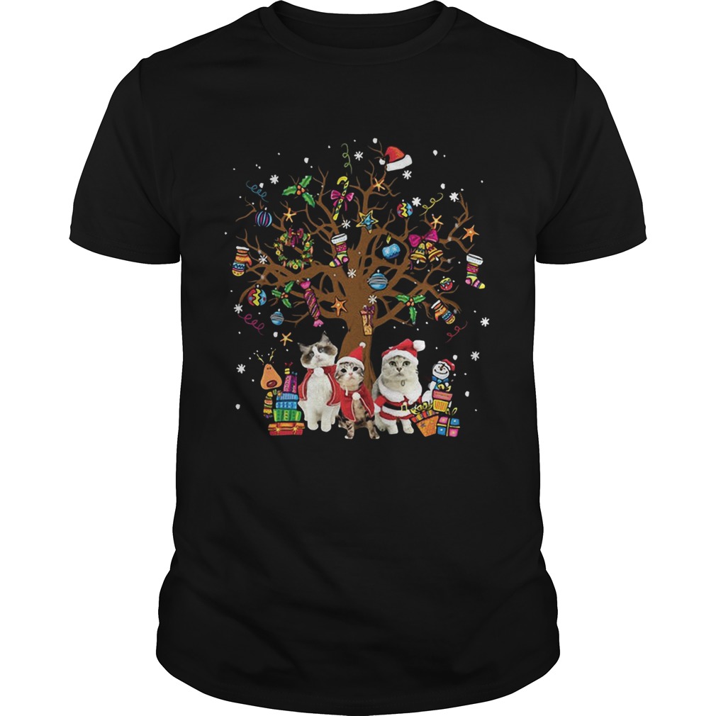 Meowy Merry Christmas Cats Christmas tree shirt