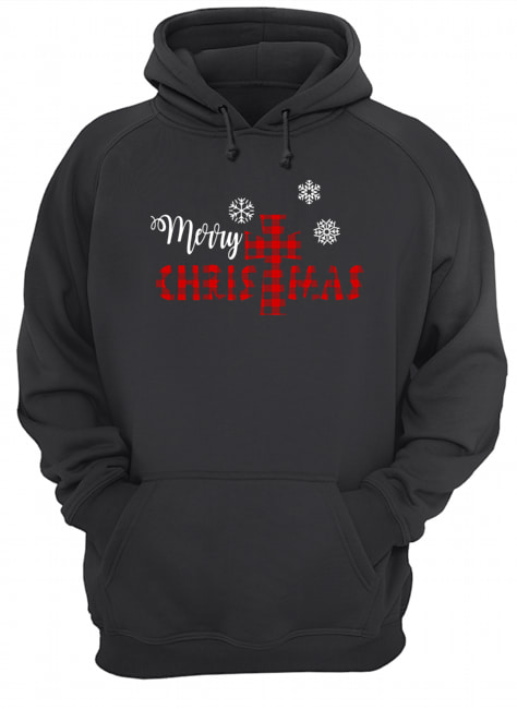 Merry Christmas Christ Buffalo Plaid Xmas Unisex Hoodie