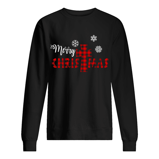 Merry Christmas Christ Buffalo Plaid Xmas Unisex Sweatshirt