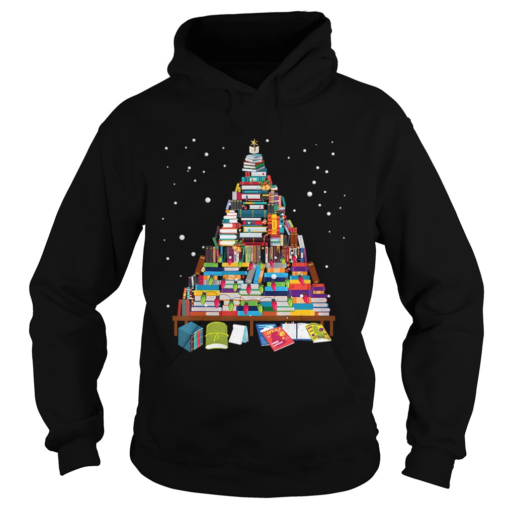 Merry Christmas Library Tree Gift For Book Lover Librarian Hoodie