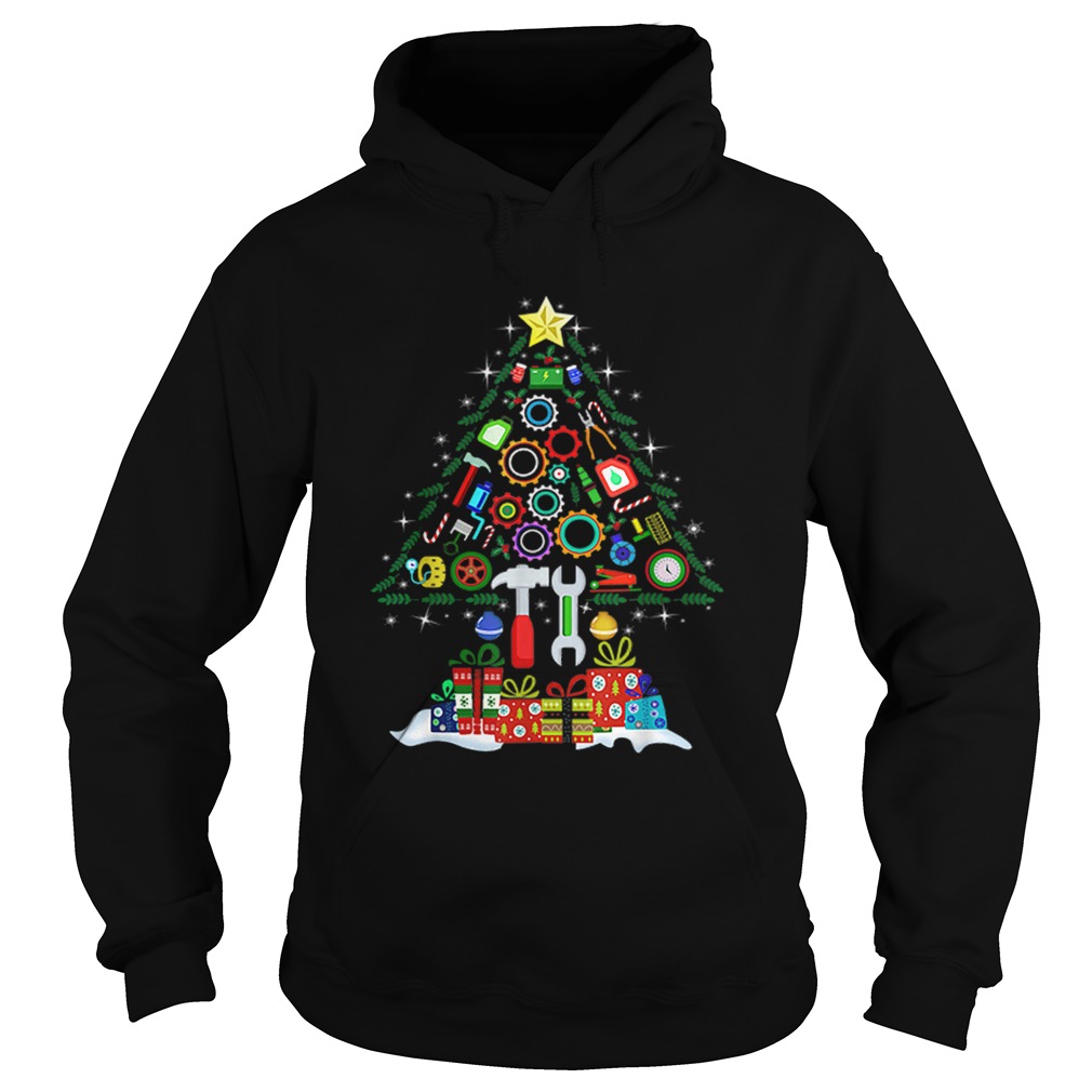 Merry Christmas Mechanic Christmas Tree Hoodie